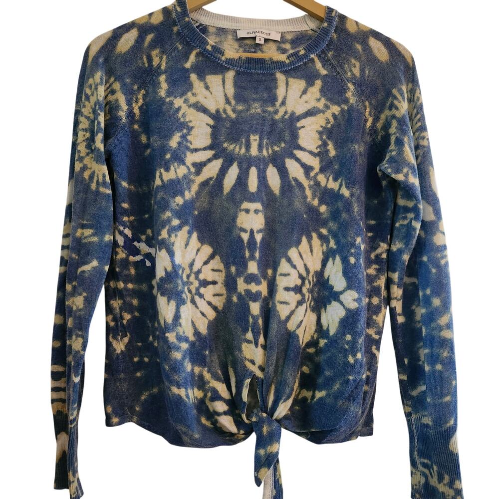 Olivaceous Tie Dyed Pullover Soft Light Weight Knit Sweater Size Small